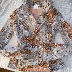 orange white brown yellow paisley mandala pattern blazer/tailored jacket